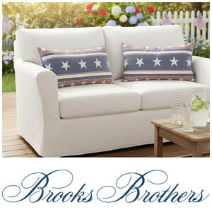Lot 2 Brooks Brothers Patriotic Pillows 14x24 Americana Stars Stripes USA 250